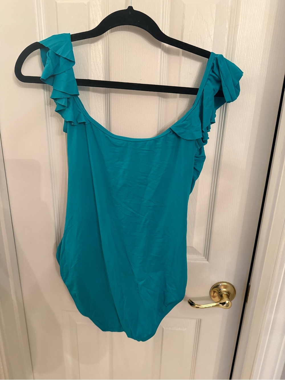 Teal Ruffle One-Piece Swimsuit - Picture 3 of 3
